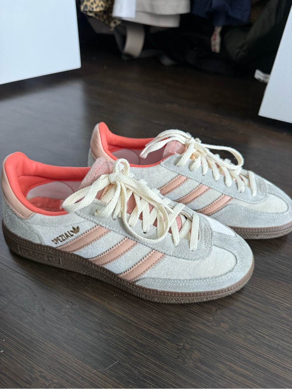 adidas Women’s Spezial Suede Sneakers in Cream and Coral